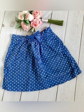 J. Crew Blue Polka-Dot Tie Waist Mini Skirt